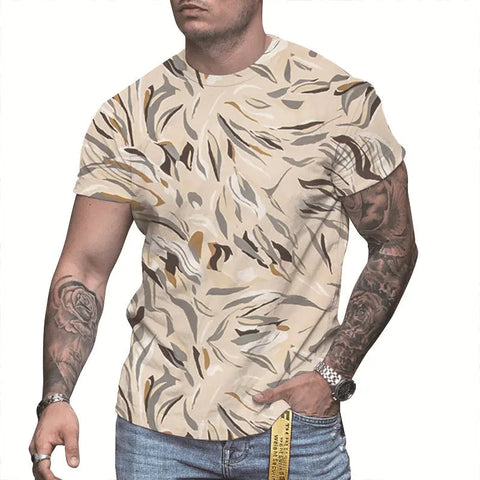 Men's 3D Printed T-Shirt – Round-Neck Short-Sleeve