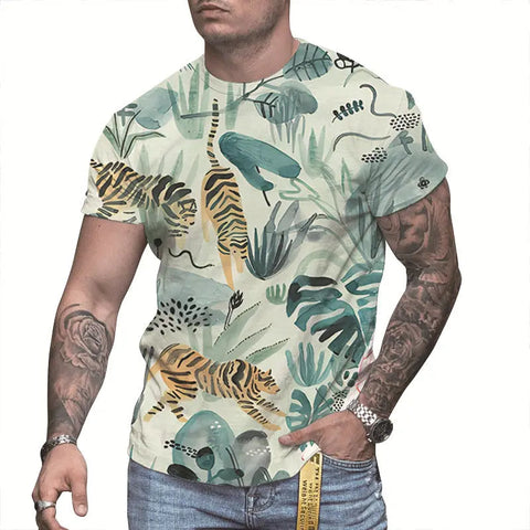 Men's 3D Printed T-Shirt – Round-Neck Short-Sleeve