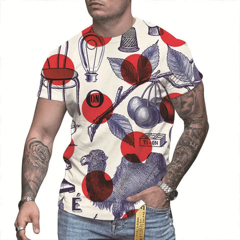 Men's 3D Printed T-Shirt – Round-Neck Short-Sleeve