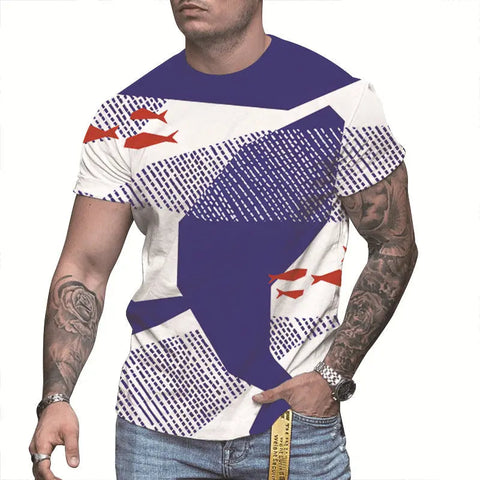 Men's 3D Printed T-Shirt – Round-Neck Short-Sleeve