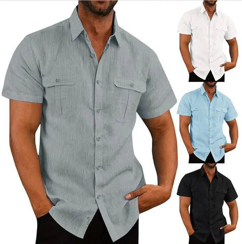 Men's Beach Shirt – Short-Sleeve Cuban Collar Button-Up
