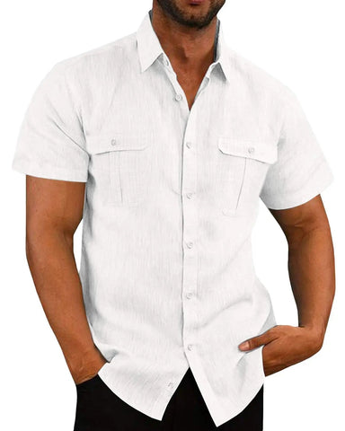 Men's Beach Shirt – Short-Sleeve Cuban Collar Button-Up