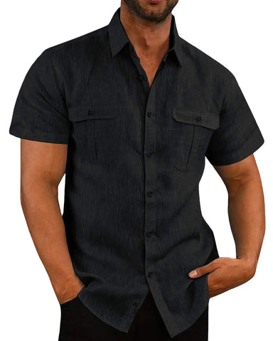 Men's Beach Shirt – Short-Sleeve Cuban Collar Button-Up