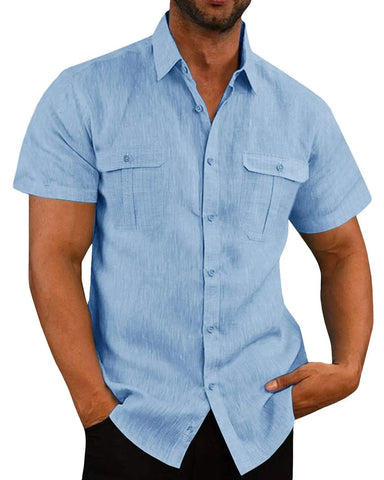 Men's Beach Shirt – Short-Sleeve Cuban Collar Button-Up