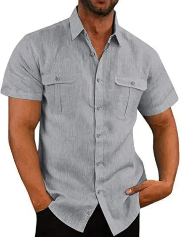 Men's Beach Shirt – Short-Sleeve Cuban Collar Button-Up