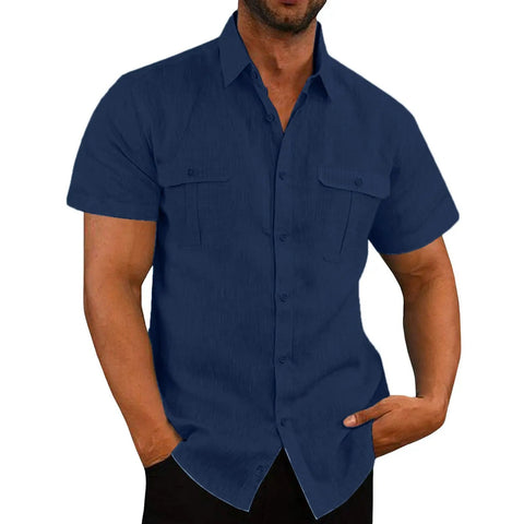 Men's Beach Shirt – Short-Sleeve Cuban Collar Button-Up