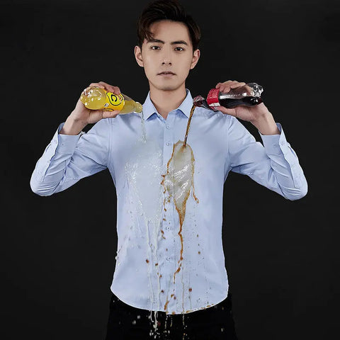 Men's Formal Shirt – Solid Color Long-Sleeve Button-Up