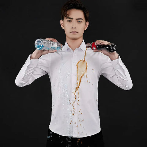 Men's Formal Shirt – Solid Color Long-Sleeve Button-Up