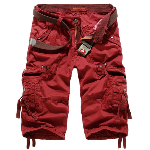 Men's Multi Pocket Plain Cargo Shorts