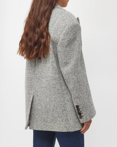 Gucci Grey Chevron Wool Blazer Coat - 44/US L