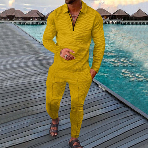 2022 Men's Tracksuit Autumn Long Sleeve Polo Shirt and Long Suit two-Piece Set Male Gym Sport Golf Clothing Streetwear for Men
