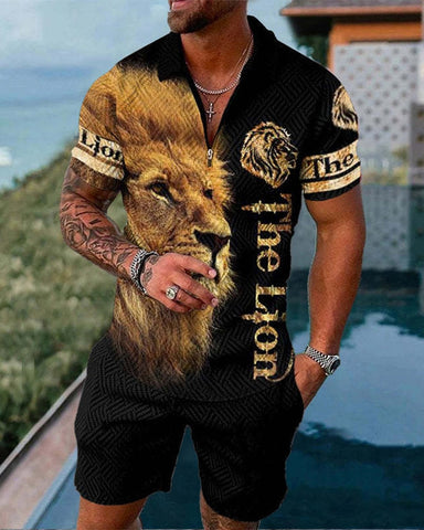 Men's Tracksuit Casual Summer Short Sleeve Polo Shirt and shorts Suit two-Piece Set Male Clothing Streetwear Clothes for Men
