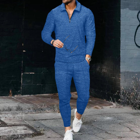 2022 Autumn New Men's Tracksuit Clothes Sportswear 2 Piece Set Long Sleeve Polo Shirt+Pants Solid Sweatsuit Sports Suits For Mal