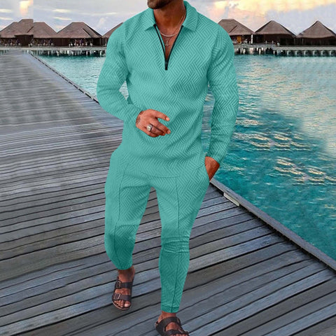 2022 Men's Tracksuit Autumn Long Sleeve Polo Shirt and Long Suit two-Piece Set Male Gym Sport Golf Clothing Streetwear for Men