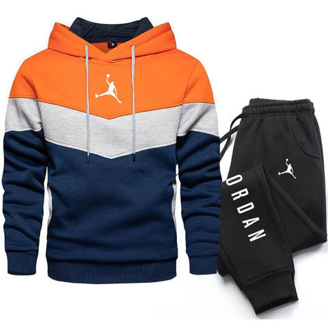 New Men Suits Brand Letter Print Fashion Sets Casual Pullover Tracksuit 2 Piece Hoodies Sweatshirts + Sweatpants Set
