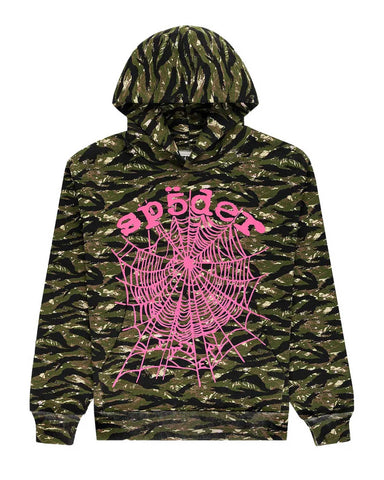Sp5der OG Web V2 Tiger Camo Hoodie Pink