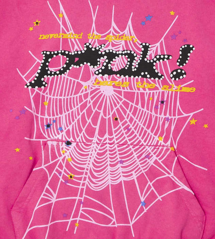 Sp5der P*nk Web Hoodie Pink