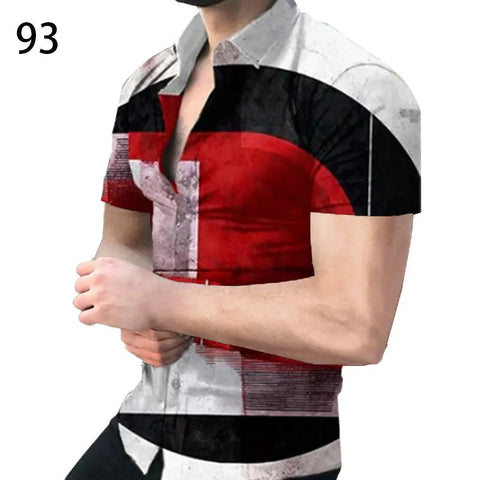 Men's Striped 3D-Print T-Shirt – Short-Sleeve