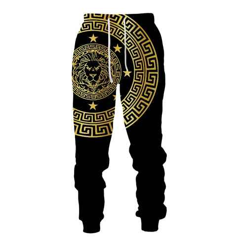 Golden Lion 3D Printed Hoodie/Pants/Suit Men's Casual Graphic Streetwear Pullover Sweatshirt Outfits Set Hip Hop Cool Tracksuits