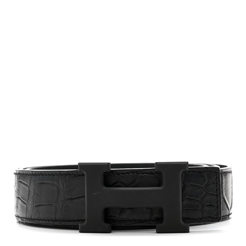 Matte Porosus Crocodile Monochrome 24mm Mini Constance H Belt 105 42 Black