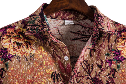 Men's Long-Sleeve Printed Shirt – Lapel Button-Up