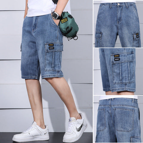 Men's Denim Cargo Shorts – Multi-Pocket Tooling