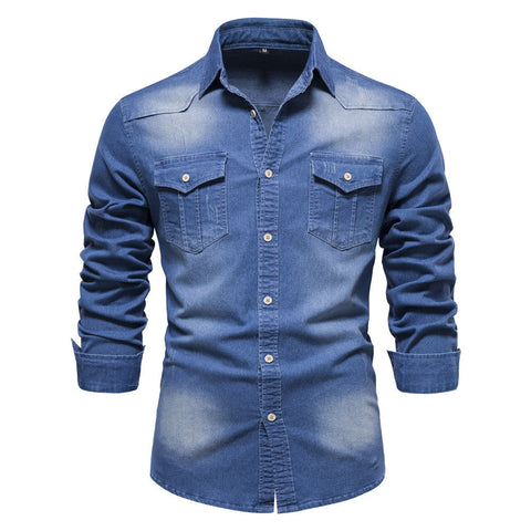 Men's Denim Shirt – Slim Casual Long-Sleeve Button-Up