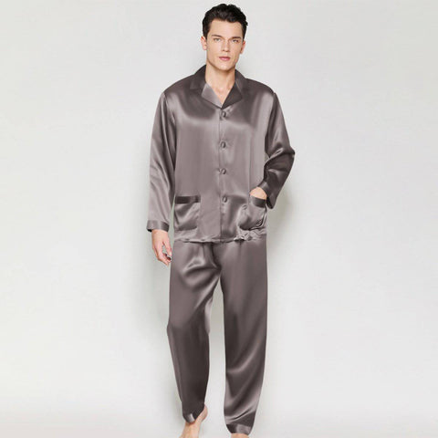 Classic Men Long Silk Pajama Set  Real Pure Silk Pajamas