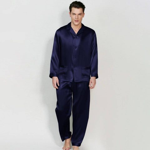 Classic Men Long Silk Pajama Set  Real Pure Silk Pajamas
