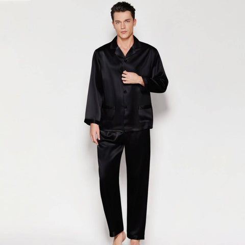 Classic Men Long Silk Pajama Set  Real Pure Silk Pajamas
