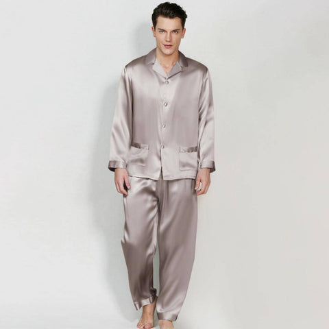 Classic Men Long Silk Pajama Set  Real Pure Silk Pajamas