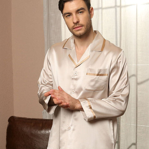Classic Silk Pajamas Set For Men Luxury Silk Men Sleepwear