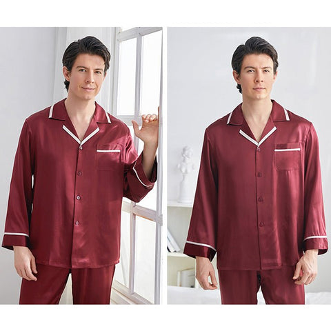 Classic Silk Pajamas Set For Men Luxury Silk Men Sleepwear