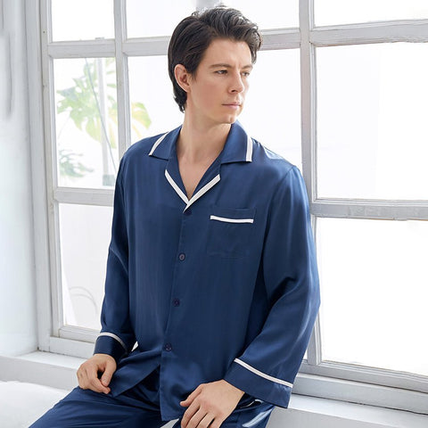 Classic Silk Pajamas Set For Men Luxury Silk Men Sleepwear