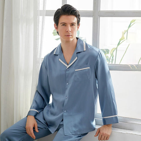 Classic Silk Pajamas Set For Men Luxury Silk Men Sleepwear