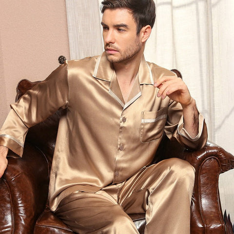 Classic Silk Pajamas Set For Men Luxury Silk Men Sleepwear