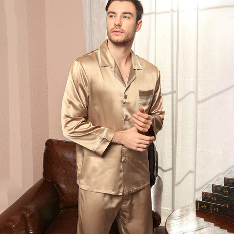 Classic Silk Pajamas Set For Men Luxury Silk Men Sleepwear