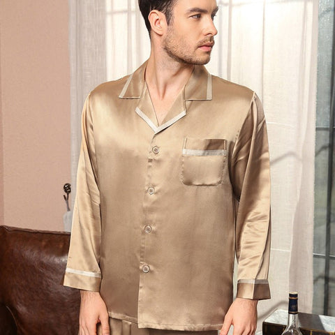 Classic Silk Pajamas Set For Men Luxury Silk Men Sleepwear