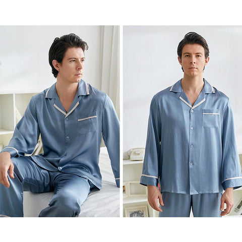 Classic Silk Pajamas Set For Men Luxury Silk Men Sleepwear