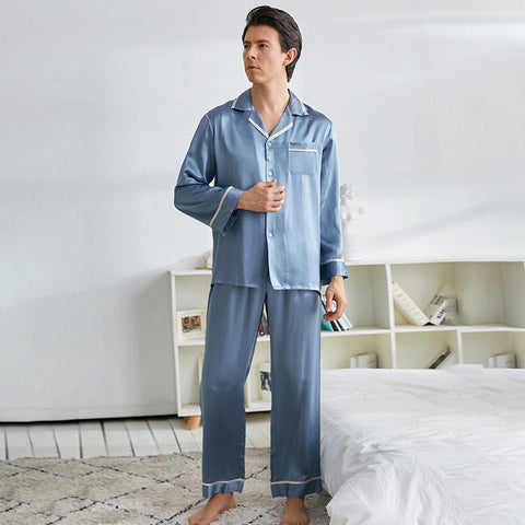 Classic Silk Pajamas Set For Men Luxury Silk Men Sleepwear