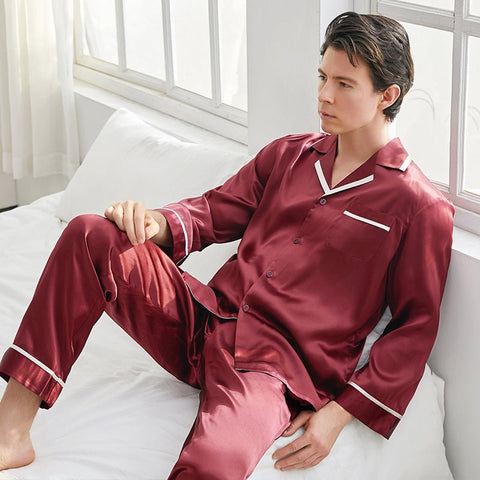 Classic Silk Pajamas Set For Men Luxury Silk Men Sleepwear