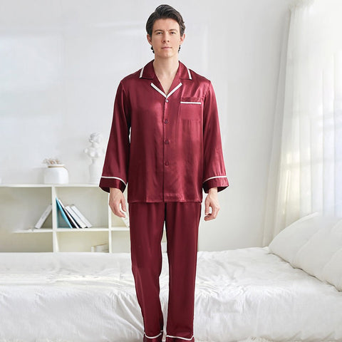 Classic Silk Pajamas Set For Men Luxury Silk Men Sleepwear