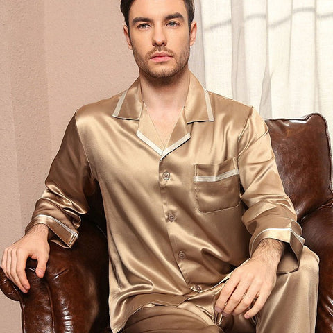 Classic Silk Pajamas Set For Men Luxury Silk Men Sleepwear