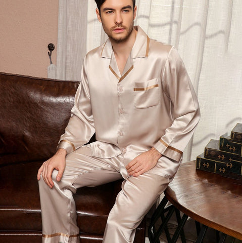 Classic Silk Pajamas Set For Men Luxury Silk Men Sleepwear