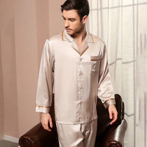 Classic Silk Pajamas Set For Men Luxury Silk Men Sleepwear