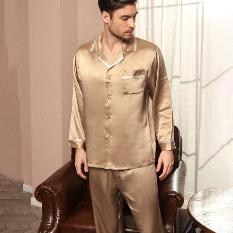 Classic Silk Pajamas Set For Men Luxury Silk Men Sleepwear