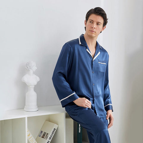 Classic Silk Pajamas Set For Men Luxury Silk Men Sleepwear