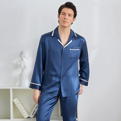 Classic Silk Pajamas Set For Men Luxury Silk Men Sleepwear