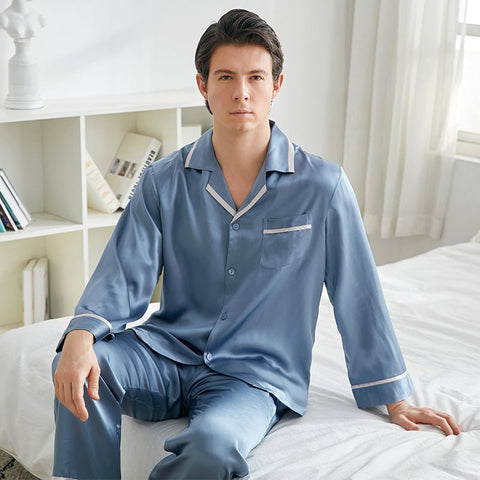 Classic Silk Pajamas Set For Men Luxury Silk Men Sleepwear