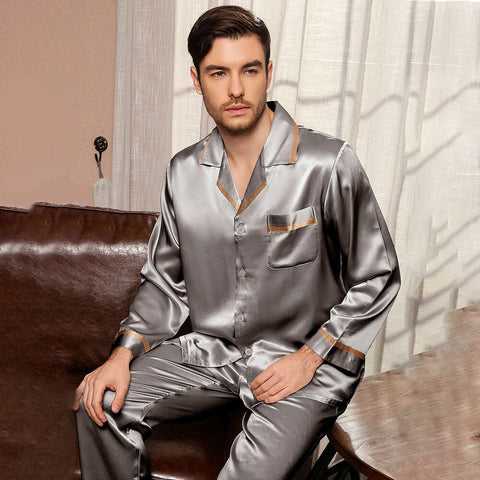 Classic Silk Pajamas Set For Men Luxury Silk Men Sleepwear